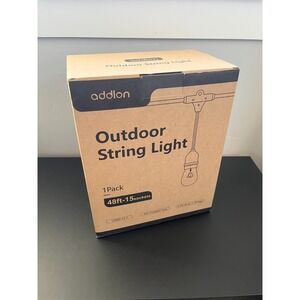Addlon‎ Outdoor Weatherproof String Light 48ft-15 Sockets C48N-15.1 (1 Pack)